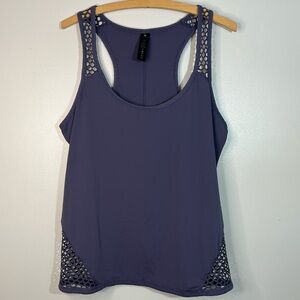 Yogalicious Women’s Purple Gray Mesh Detail Sleeveless Yoga Tank Top Size L